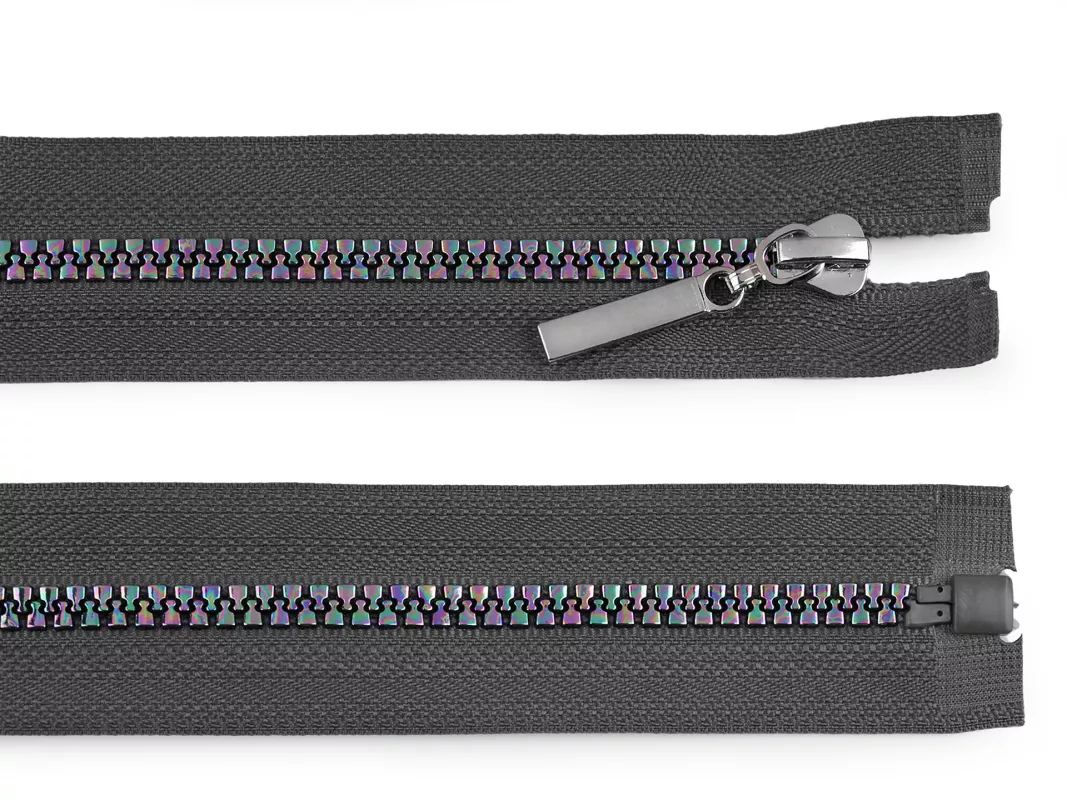 Zip kostěný No5 "Písmenka" délka 50 cm - šedá paloma