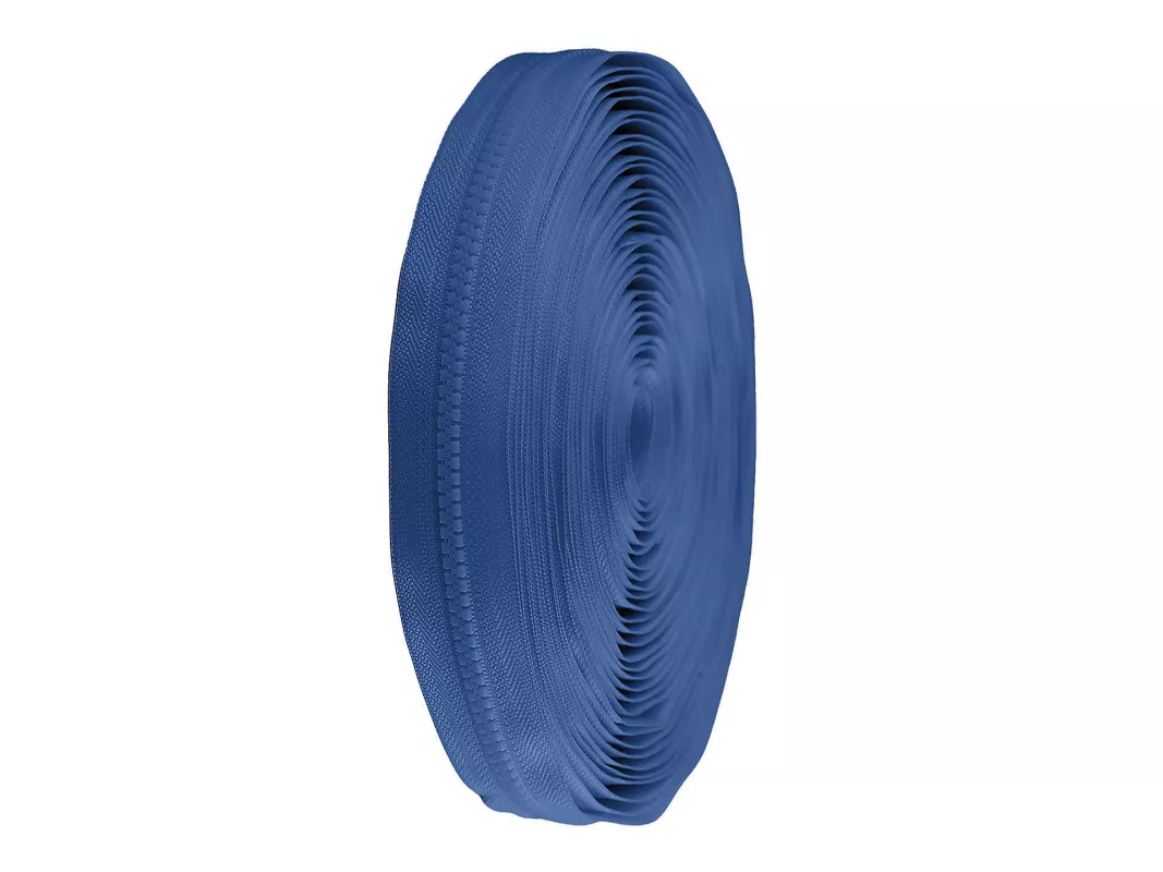 Zip kostěný No5 metráž - modrá jeans tmavá