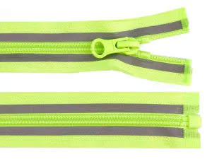 Zip spirálový No 5 reflexní délka 60 cm - zelenožlutý