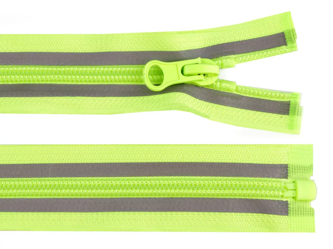 Zip spirálový No 5 reflexní délka 60 cm - zelenožlutý