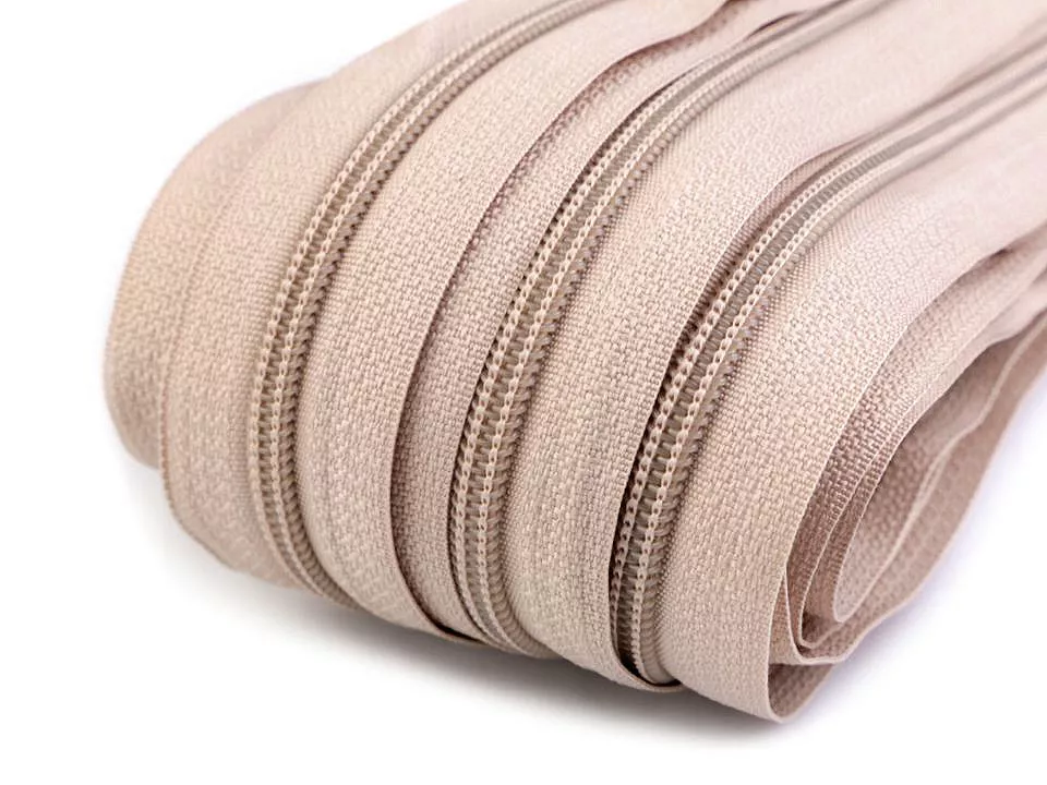 Zip spirálový šíře 5 mm metráž pro jezdce typu BX - béžová