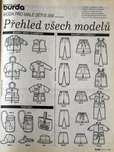 Burda - Móda pro malé děti jaro/léto 1996 -CZ- přehled střihů 1