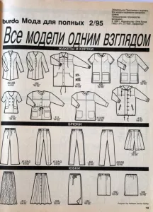 Burda - Móda pro plnoštíhlé 2/1995 -R- přehled střihů 1