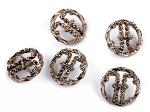 Knoflík kovový velikost 38" - staromosaz