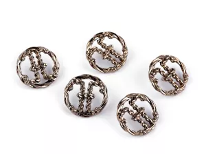 Knoflík kovový velikost 32" - staromosaz