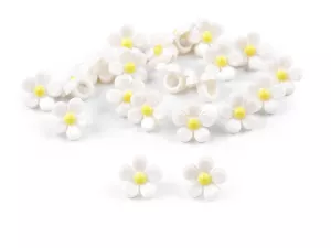 Knoflíky plastové / korálky květ Ø11 mm - bílá