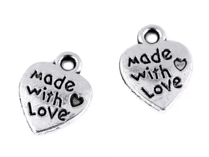Přívěsek srdce 10x12 mm - platina s patinou