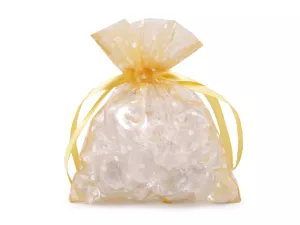 Pytlíček dárkový puntíky 10x13 cm organza - zlatý