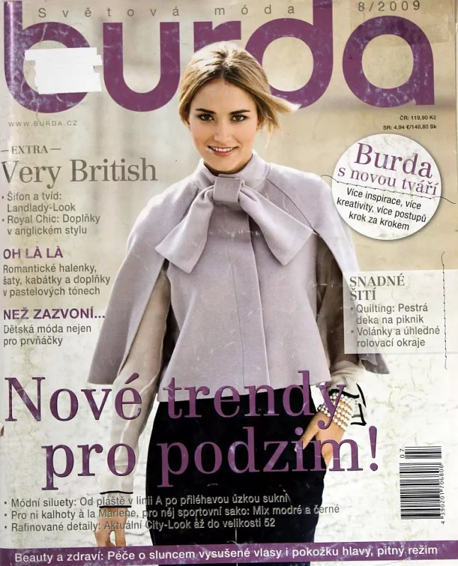 Burda 8/2009 -CZ- časopis se střihovou přílohou