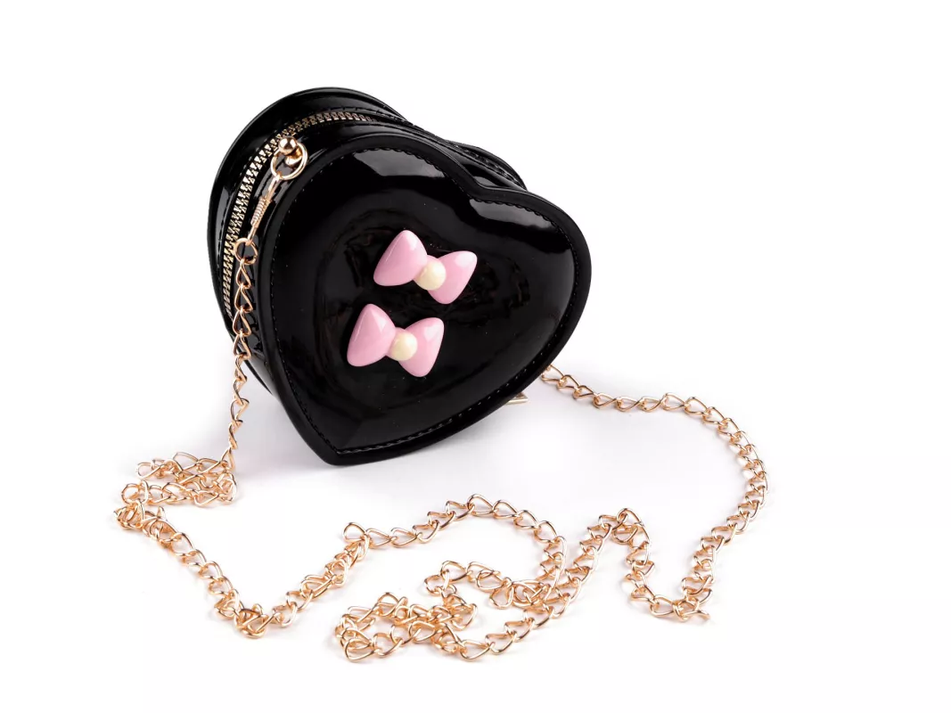 Kabelka dětská srdce 13x11 cm - černá