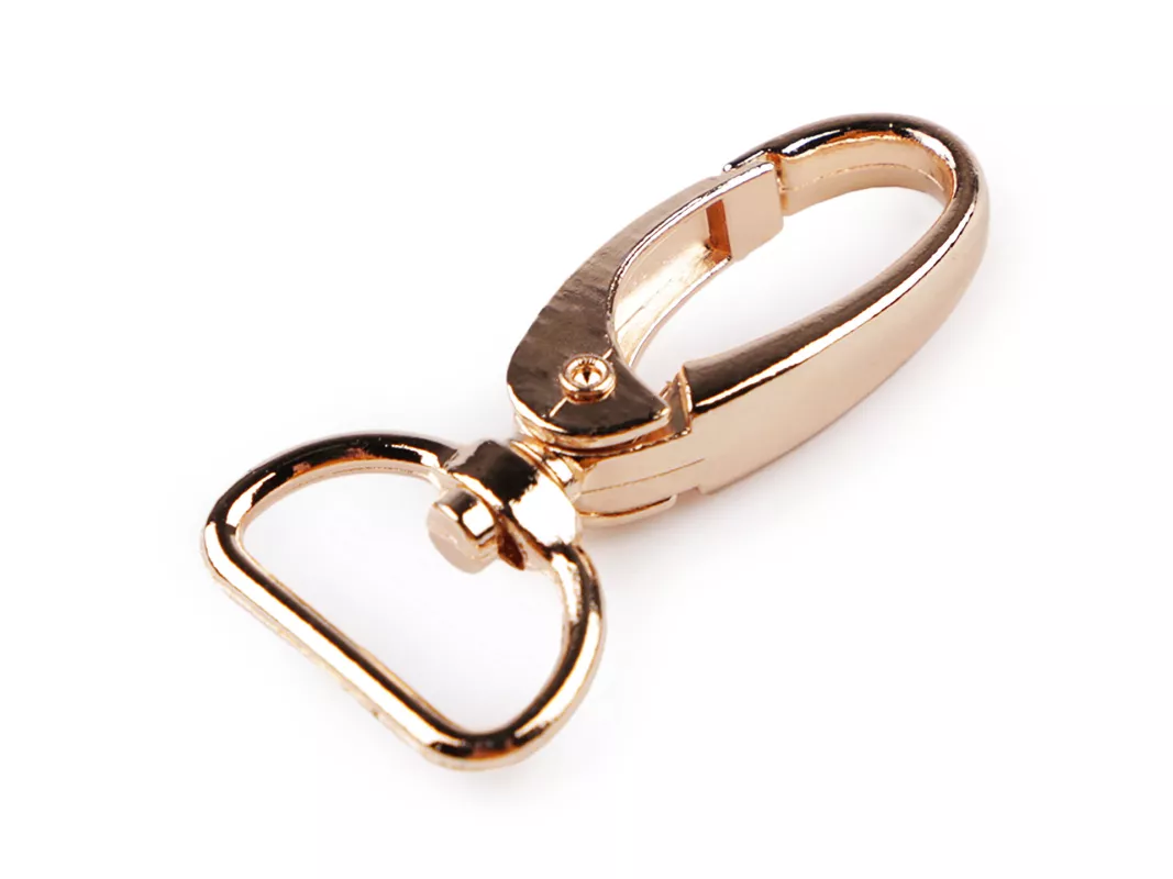 Karabina kovová průvlek 20 mm - růžové zlato