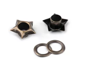 Průchodky s podložkou vnitřní Ø5 mm / vnější Ø12,7 mm hvězda - staromosaz