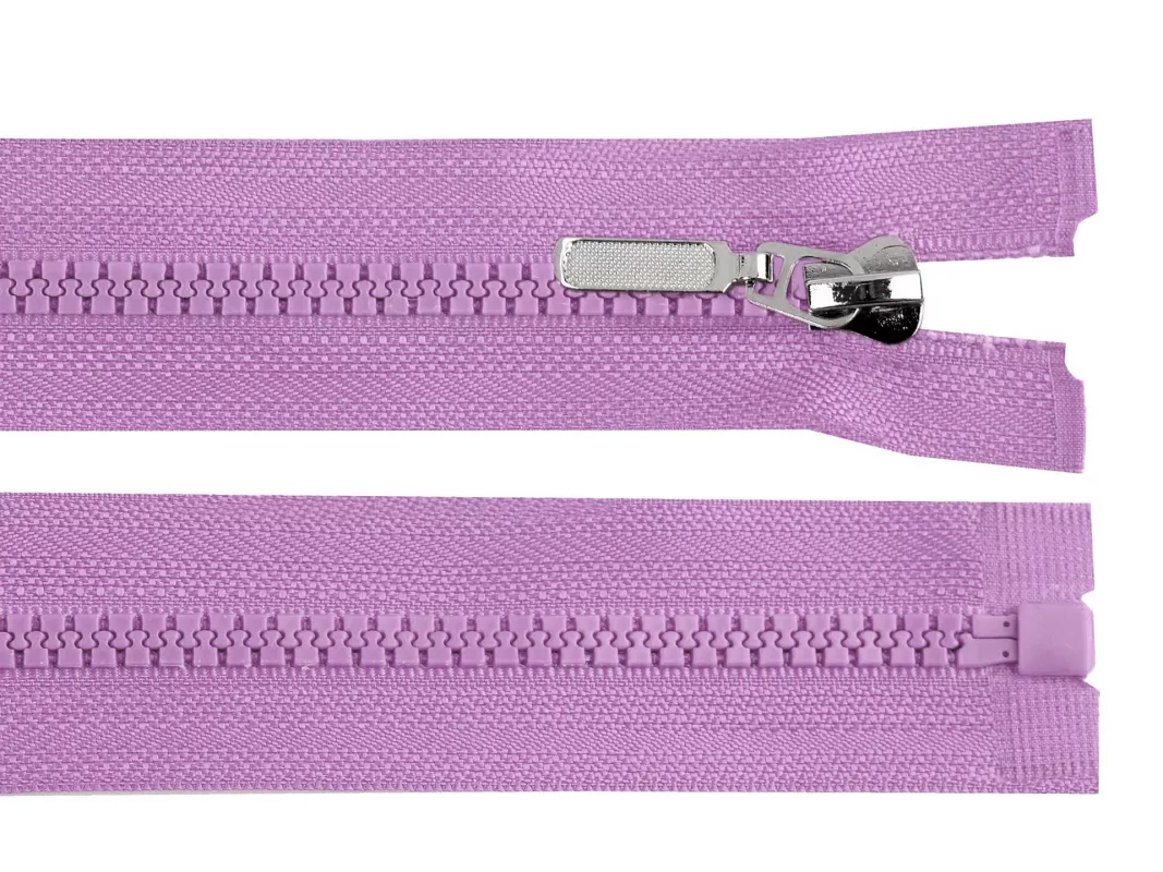 Zip kostěný No 5 délka 30 cm s ozdobným jezdcem - lila