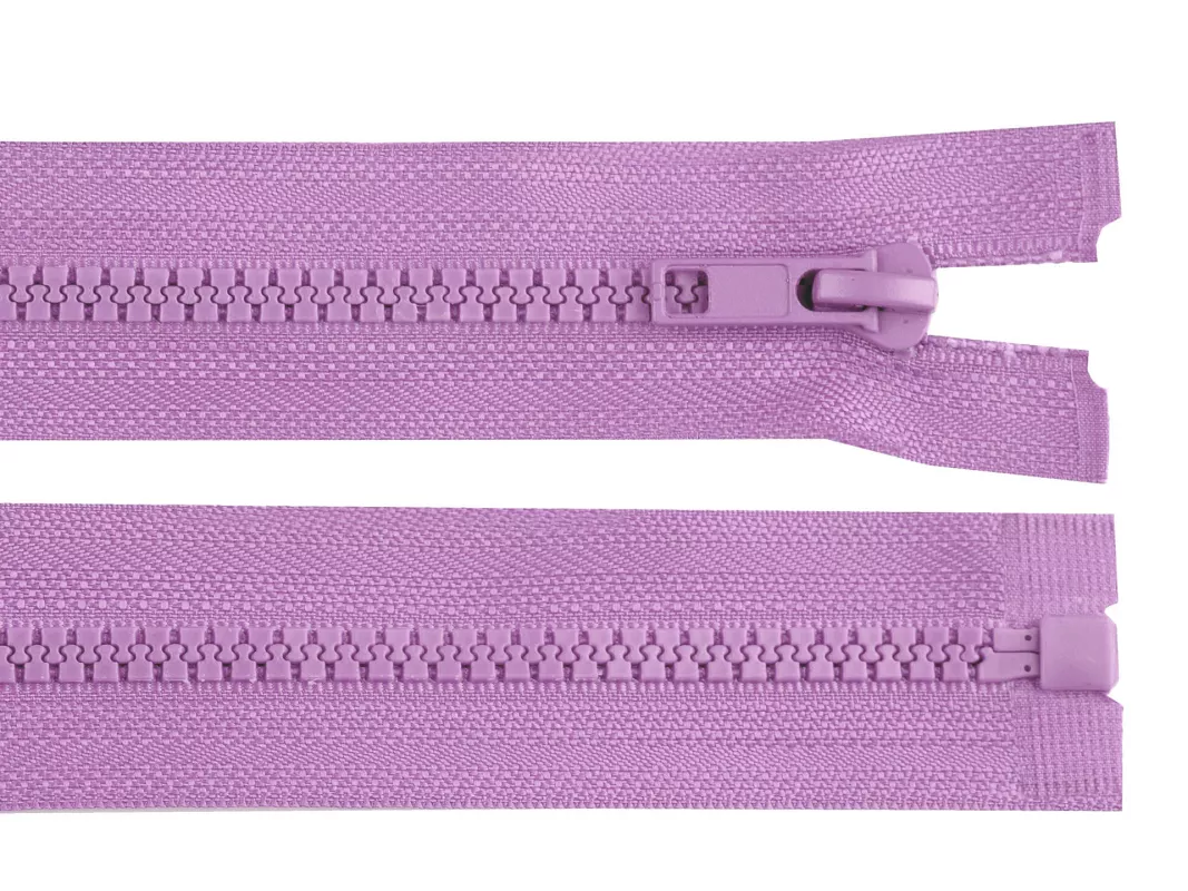 Zip kostěný No 5 délka 70 cm bundový - fialová lila