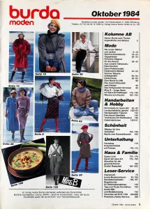 Burda 10/1984 RETRO -N- časopis se střihy Burda 10/1984 -N- obsah časopisu