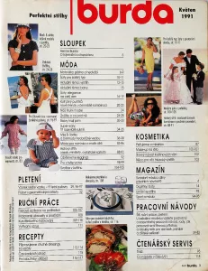 Burda 5/1991 -CZ- časopis se střihy Burda 5/1991 -CZ- obsah časopisu