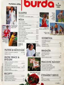 Burda 6/1991 -CZ- časopis se střihy Burda 6/1991 -CZ- obsah časopisu