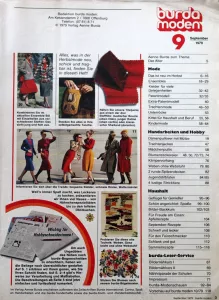 Burda 9/1979 RETRO -SH- časopis se střihy Burda 9/1979 -SH- obsah časopisu (německy)