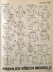 Burda 1/1996 -CZ- časopis se střihy Burda 1/1996 - přehled modelů